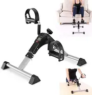 Deluxe Folding Exercise Peddler with Electronic Display, Medical Exercise Bike Foot Peddler for Leg and Arm Recovery,Fitness Rehab Gym Equipment for Seniors, Elderly, Pt Portable