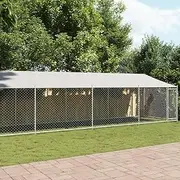 Dog Cage with Roof and Door Grey 10x2x2 m Galvanised Steel Pet Crate Indoor Outdoor