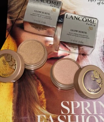 Lancome Glow Subtil Silky Creme Highlighter #05 Buff Lights #01 Gold Lights LOT
