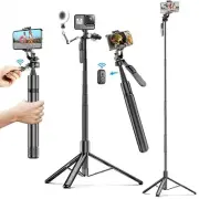 iPhone Selfie Stick Tripod - 80'' Extendable with Remote, 360 Rotate, Cold Sh...