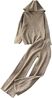 [Generic] Women's Sweater Suits Loose Hooded Pullover Tops High Waist Wide Leg Pants Tracksuit Two Pieces Sets Lounge Sets