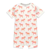 Primary Organic Animal Friends Babysuit Shortie in Blossom Zebras at Nordstrom, Size 18-24M