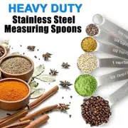 Premium 6-Piece Measuring Spoons Set with Heavy Duty 18/8 Stainless Steel Construction and Metric and US Measurements