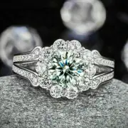 Classic Halo Design With Round Cut White Gemstone Split Shank Anniversary Ring