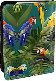 [JEJEA] Tropical Plants and Parrots Print Travel Organizer Credit Cards Case Passport BookPassport Holder Cover Wallet forTraveling,, Black, One Size