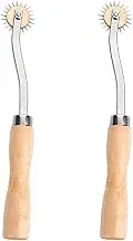 2Pcs Tracing Wheel Sewing Tools Stainless Steel Roller Pattern Wheel Wooden Handle Needle Point Tracing Wheels Overstitch Tracing Pricking Wheel for DIY