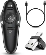 Rechargeable 2-In-1 USB Type C Presentation Clicker Wireless Presenter Remote...