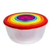 7Pcs Round Mixing Bowl Set Salad Bowl with Airtight Lids Plastic Nesting Mixi...