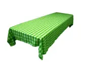 Polyester Gingham Checkered 60 by 84-Inch Rectangular Tablecloth White and Lime