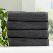 Renee Taylor Cobblestone 650 GSM Cotton Ribbed Towel Packs 4pc Bath Towel Platinum