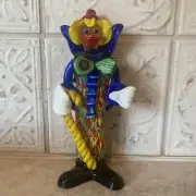 Murano Glass Clown Made In Italy Bow Tie 9.75” Tall NEW