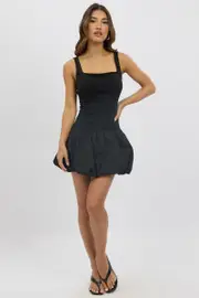 Black Bubble Dress Square Neck - Size 12M, Women's Skater Dress