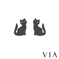 在飛比找momo購物網優惠-【VIA】白鋼耳釘 白鋼耳環 動物耳釘 黑貓耳釘/動物系列 