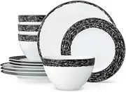 [Noritake] Black Rill 12-Piece Dinnerware Set, Service for 4