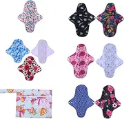 Healvian Menstrual Pads 12pc Reusable Sanitary Napkins Bamboo Fiber Leakproof Wings