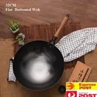 Induction Iron Wok Non-stick Flat- bottomed Pan 32CM without Ears Cooker Kitchen
