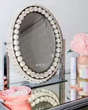 Hollywood Mirror with Lights – Crystal Vanity Mirror I Lighted Vanity Makeup Mir