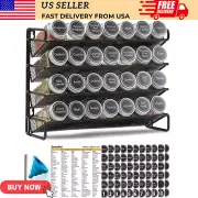 4 Tier Spice Rack Organizer with 28 Spice Jars, 386 Spice Labels Kitchen Pantry