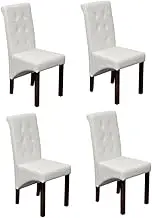 Dining Chairs 4 pcs White Faux Leather,Kitchen & Dining Room Chairs-160315