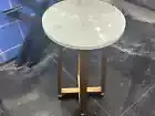 Round Selenite Corner & Sofa Table – Home Decor Table with Golden Legs 18" High