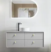 1200mm Boston Light Grey Wall Hung Vanity and ARCHIE LED Mirror