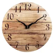 Small Wall Clock, 10'' Frameless Wooden Wall Clocks with Silent Quartz Moveme...