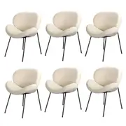 Oikiture 6PCS Armchair Dining Chair Accent Chairs Tub Armchairs Sherpa White