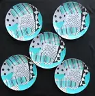 Crate & Barrel Paola Navone Melamine Dinner Plates Set/5 NEW 10-1/2" Aqua, Black