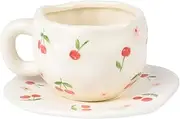 10 oz Cappuccino Cups with Saucers,Ceramic Coffee Mug with Saucer Set for Office Home Coffee Latte Cocoa Cereal Tea
