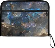 YMXFXP Dragon Fantasy Nebula Expandable Filing Folder, 13-Pocket Funny Cute Design with Sticky Labels, A4 Letter Size Document Organizer for Office, School, Boys, Girls