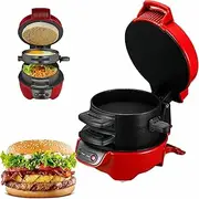 Breakfast Sandwich Maker, Breakfast Electric Sandwich Maker, Non-Stick Coating, Breakfast Waffle Maker Muffin Maker with Indicator Light, for Making Breakfast Lunch (red)