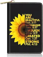 [FVAENDHIO] Credit Card Holder Wallets for Women, Cat and Butterfly Design RFID Blocking Small Leather Card Case Wallet Zipper Accordion Wallets, Sunflower Inspirational Quotes, Fashions