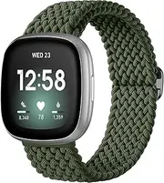 [Getino] Braided Stretchy Band Compatible with Fitbit Sense Band/Sense 2/Versa 4/ Versa 3 Bands Women Men, Soft Nylon Elastic Accessories, Strap for Fitbit Sense/Sense 2/ Versa 4/ Versa 3 Watch, Parent