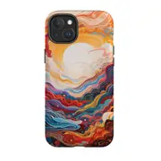 For iPhone 15 Plus Tough Case Compatible with MagSafe Sunny Waves