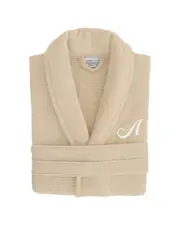 Linum Home Textiles Monogram Terry Bathrobe (A-Z Linum Font) in Small/Medium