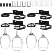 4 Pcs Wall Mounted Wine Glass Rack 6.69X3.82" Wine Glass Holder Metal Wine Under