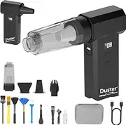ETSG Compressed Air Duster-130,000RPM Super Power Cordless Air Duster& Mini Vacuum 2-in-1,Infinitely adjustable 100 speeds &Rechargeable Blower-Car PC and Home Cleaning Kit Replaces Compressed Air Can