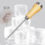 Stainless Steel Ice Pick Punch Crusher Icing Breaker Wooden S0Y5 Handle Z8F0