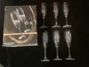 9" Crystalite Bohemia Wine Glasses Set of 6 Excellent with original box