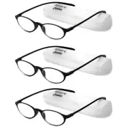 Calabria 719 Flexie Oval Reading Glasses +6.00 Ebony (3pack) Men/Women Bendable