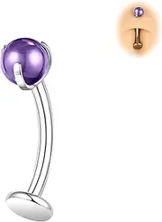 [BodyAce] ASTM F136 Titanium Belly Rings, 14G Internally Threaded Belly Button Long Barbells, 6/8/10/12/14mm Flat Back Belly Piercing Stud Navel Jewelry
