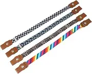 [Healeved] 4pcs Elastic Waist Belts Creative Stretch Waistbands Designs with Star Leopard and Check Patterns Fashion Accessories for Boys