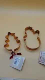 2 Large Copper Holiday Cookie Cutters Snowman & Leaf