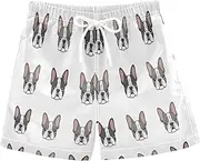 [RPLIFE] Boys Short Swim Trunks, Little Boys Swim Trunks 2t, Cartoon French Bulldog White