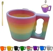 Ice Cream Pint Holder,Reusable 3D Printed Ice Cream Pints Cozy with Spoon Antifreeze Handle,Popsicles Leak Proof Insulated Containers Sleeves,Desserts Cup Cozy Holder Unique Gift Icecream Lovers(Rainb