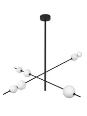Abacus 7 Light LED Colour-Shifting Flare Pendant in Black with Frosted Opal Glass