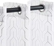 Superior Sheer Curtains, Curtains Perfect for Natural Light, Trellis Window Accents, Modern Contemporary Decor, Cormac Collection, Set of 2 Panels, 6 Grommets, 42" x 108", White