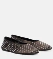 [Magda Butrym] Magda Butrym Crystal-embellished satin ballet flats AU 5.5 brown