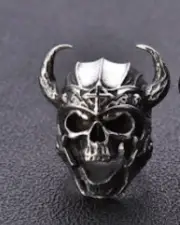 VIKING SKELETON SKULL HEADMETAL RING men brx025 biker punk skeleton mummy death