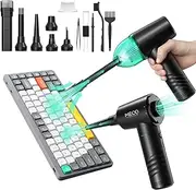 MECO ELEVERDE 2-in-1 Electric Dust Blower and Compressed Air Spray, 100,000 RPM Air Duster Powerful, 3 Gang Wireless Compressed Air Cleaner, 10Kpa Keyboard Cleaning for PC, Sofa, Car Accessories